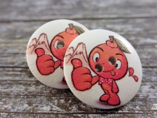 Orange Männchen Knopf Ohrstecker Holz